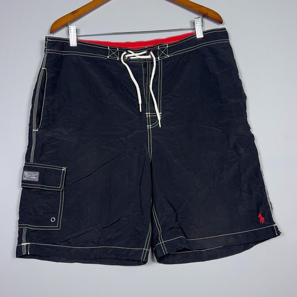 Polo Ralph Lauren Cargo Swim‎ Trunks Mens Size Large Mesh Lined Black Surf